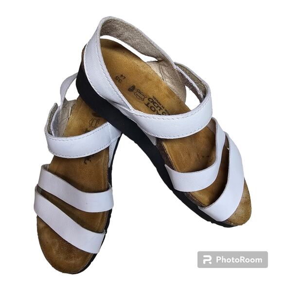 NAOT Kayla White Wedge Sandals With Cork Footbed & Arch Support EU 35 / US 4-4.5 - Picture 1 of 8